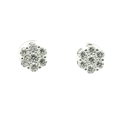 92.5 SILVER 0.98 CTS T.W. FLOWER EARRINGS