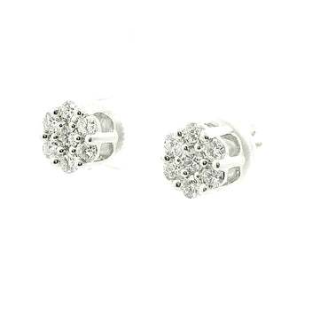 92.5 SILVER 0.98 CTS T.W. FLOWER EARRINGS
