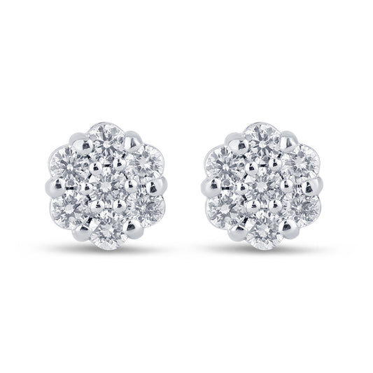 92.5 SILVER 0.76 CTS T.W. FLOWER EARRINGS