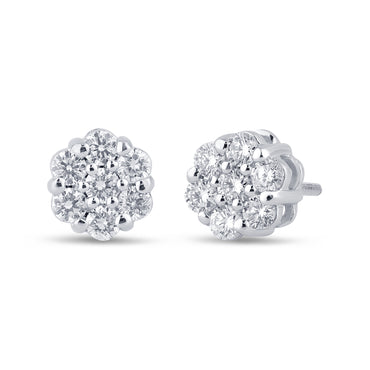 92.5 SILVER 0.76 CTS T.W. FLOWER EARRINGS