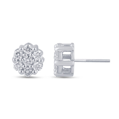 1.50 CTS T.W. FLOWER EARRINGS