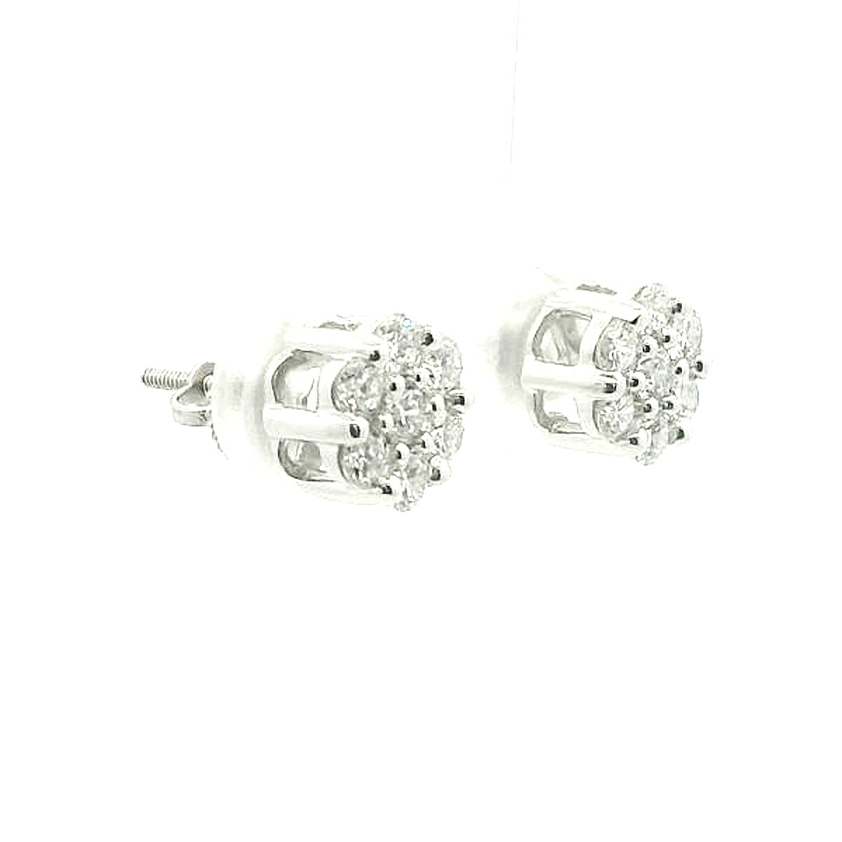 92.5 SILVER 0.98 CTS T.W. FLOWER EARRINGS