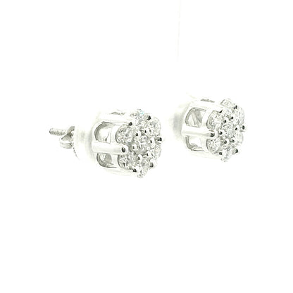 92.5 SILVER 0.98 CTS T.W. FLOWER EARRINGS