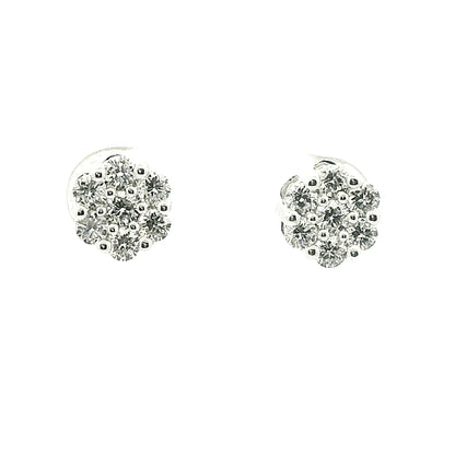 92.5 SILVER 0.98 CTS T.W. FLOWER EARRINGS