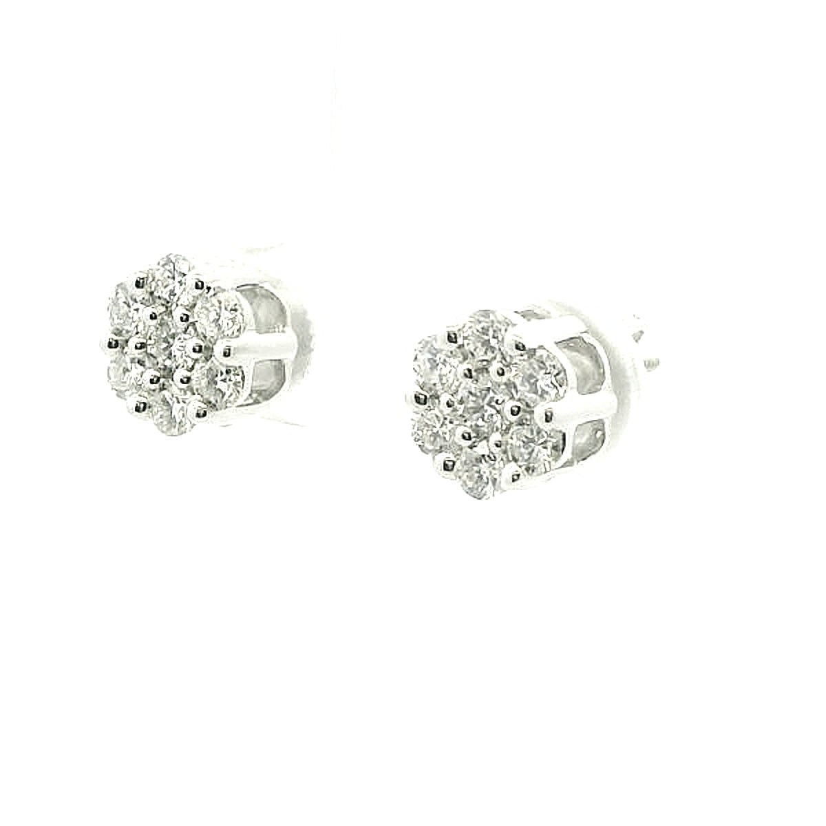 92.5 SILVER 0.98 CTS T.W. FLOWER EARRINGS