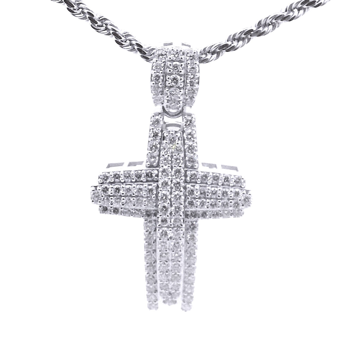 92.5 SILVER 2.89 CTS T.W. CROSS PENDANT