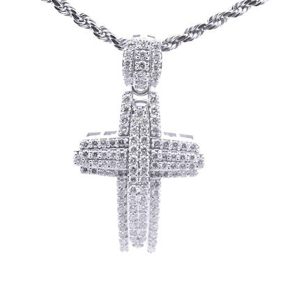 92.5 SILVER 2.89 CTS T.W. CROSS PENDANT