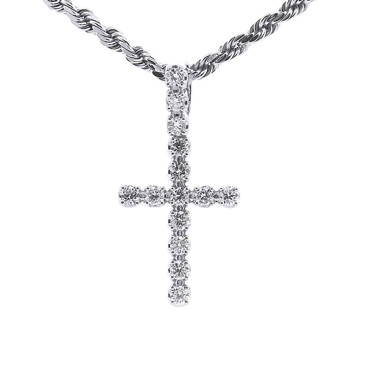 92.5 SILVER 1.04 CTS T.W. CROSS PENDANT