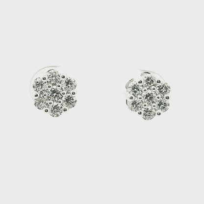 92.5 SILVER 0.98 CTS T.W. FLOWER EARRINGS