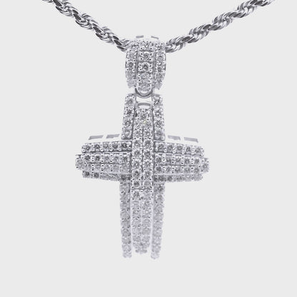92.5 SILVER 2.89 CTS T.W. CROSS PENDANT