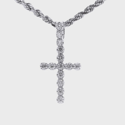92.5 SILVER 1.04 CTS T.W. CROSS PENDANT